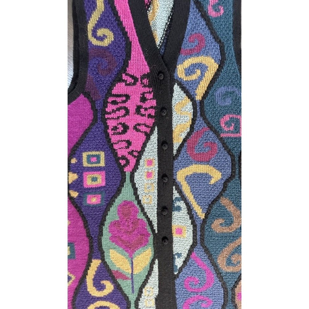 Peruvian Connection 100% Alpaca Longline Sweater Vest Abstract Intarsia XL - Picture 8 of 8